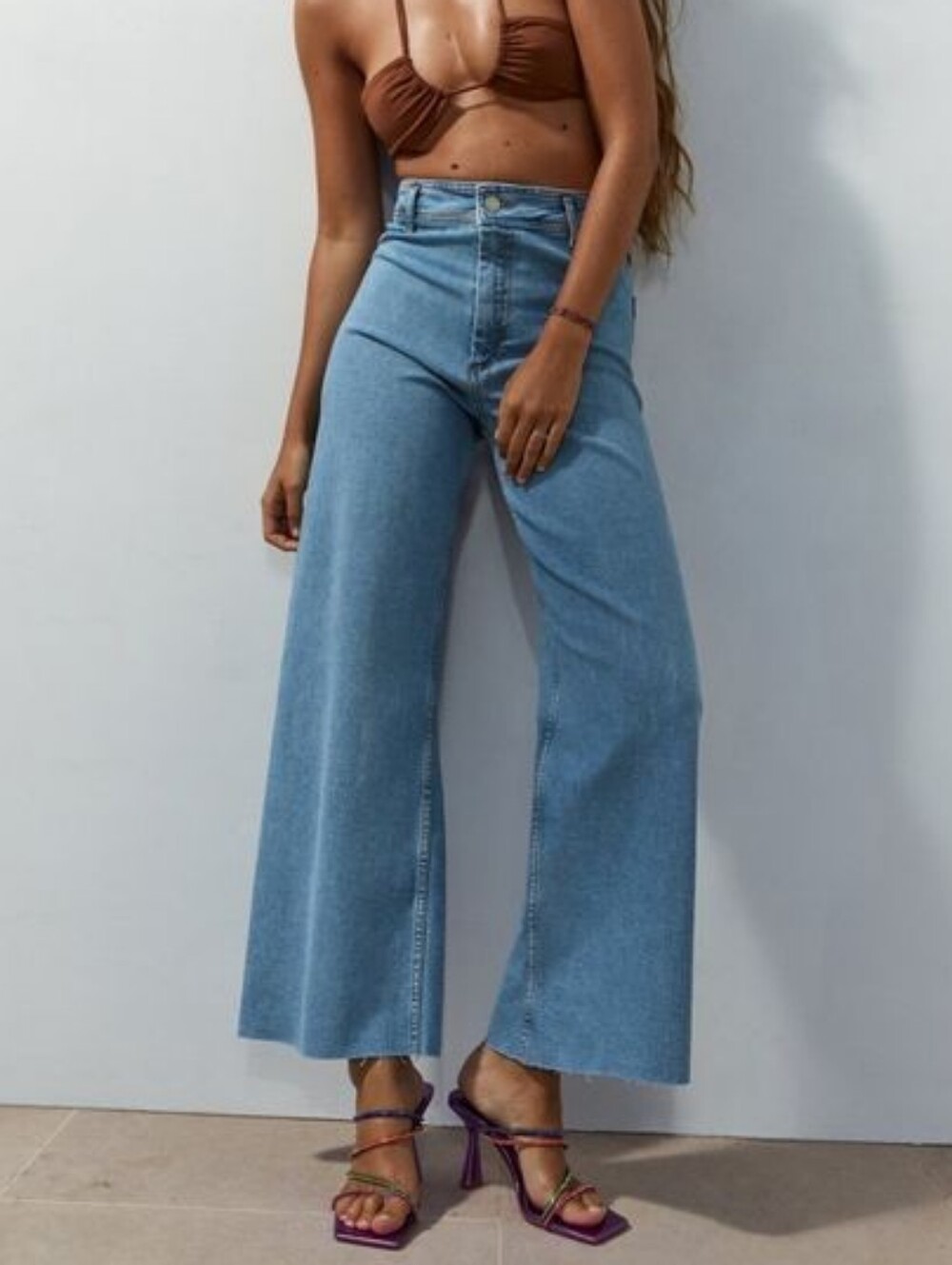 Zara Marine Straight Wide Leg Jeans